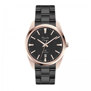 Alexandre Christie AC 1035 Rosegold Black Lady Steel LDBBRBA